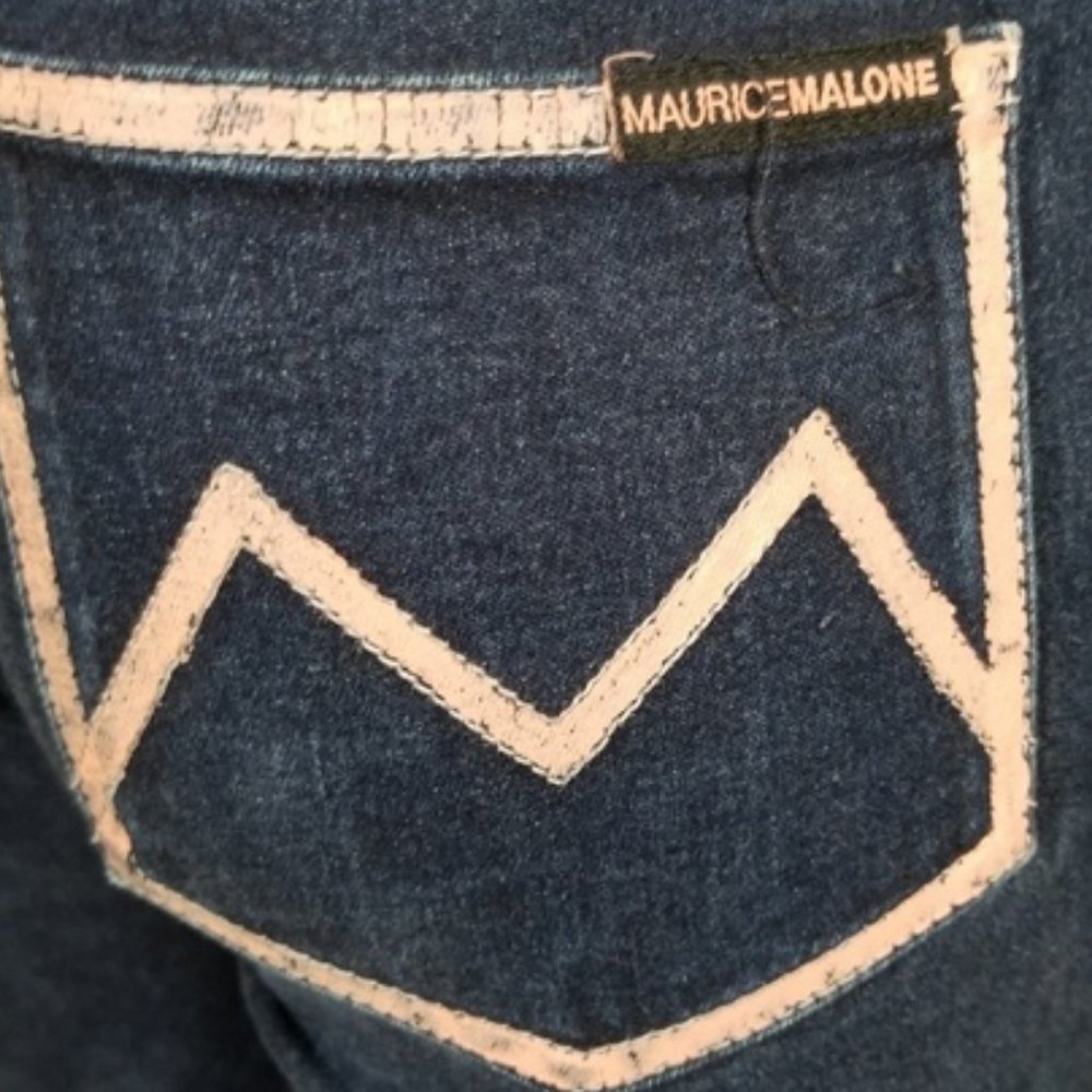 Maurice Malone Collection NEW Hand-Painted Unique JEANS Navy Pink Women's 🎉HP🎉 - Picture 5 of 15